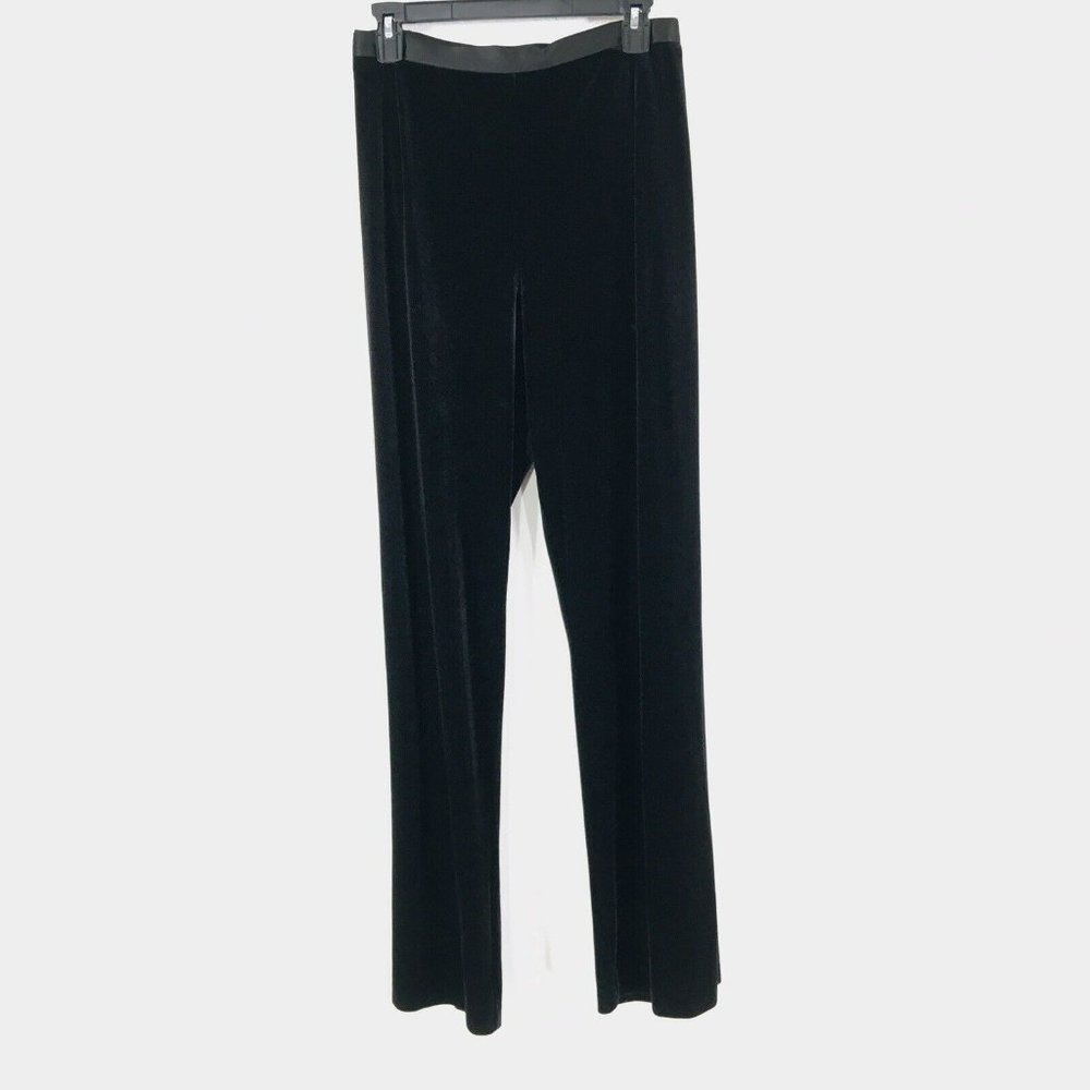 NEW JS Collections Women's16 Black Velvet Pants Lord & Taylor Side Zip Stretch